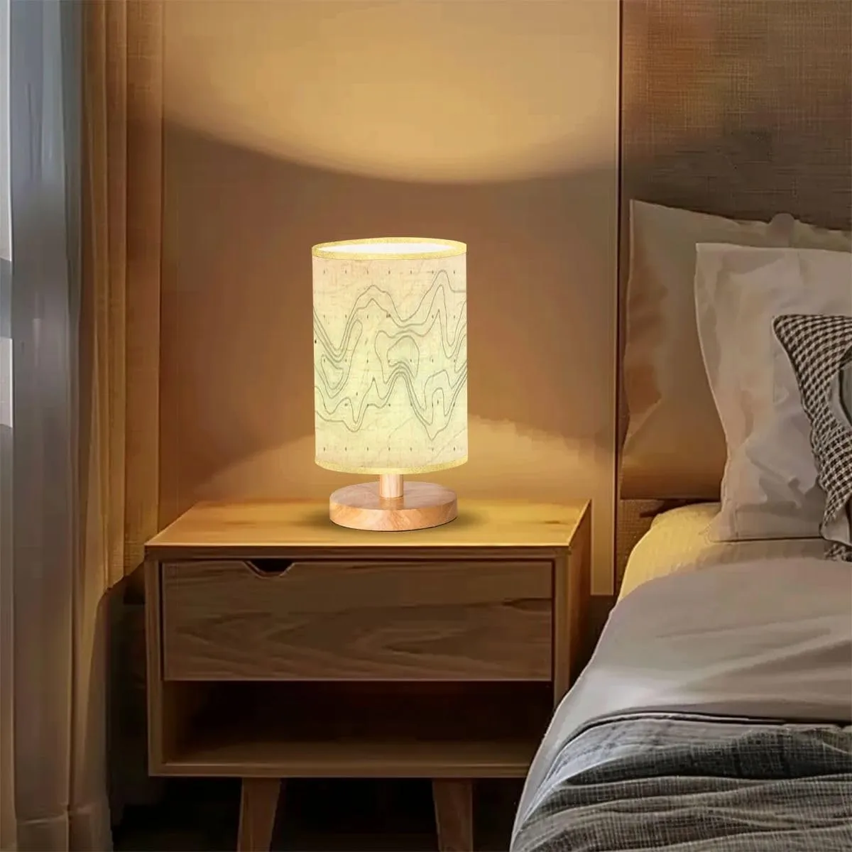 Bedside Desk Lamps, Minimalist Topographic map Geographic line map elevation assignments Contour Nightstand lamps, Small Table Lamp for Nursery Girls Kids Bedroom Classroom Living Room Dorm Decor