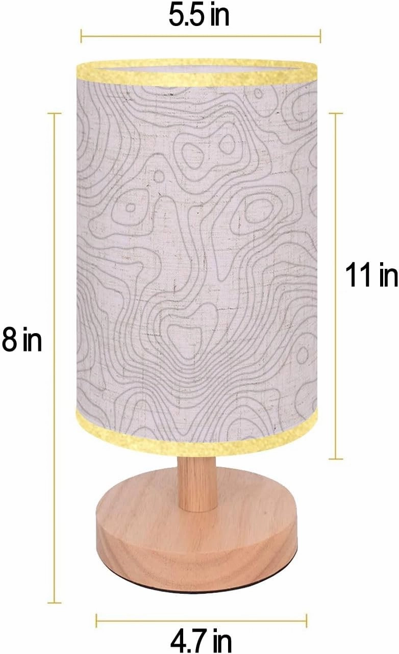 Bedside Desk Lamps, Minimalist Topography Topography geographic contour map Background topographic Nightstand lamps, Small Table Lamp for Nursery Girls Kids Bedroom Classroom Living Room Dorm Decor