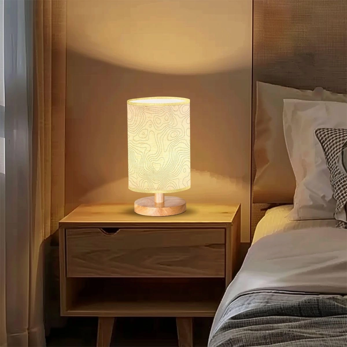 Bedside Desk Lamps, Minimalist Topography Topography geographic contour map Background topographic Nightstand lamps, Small Table Lamp for Nursery Girls Kids Bedroom Classroom Living Room Dorm Decor