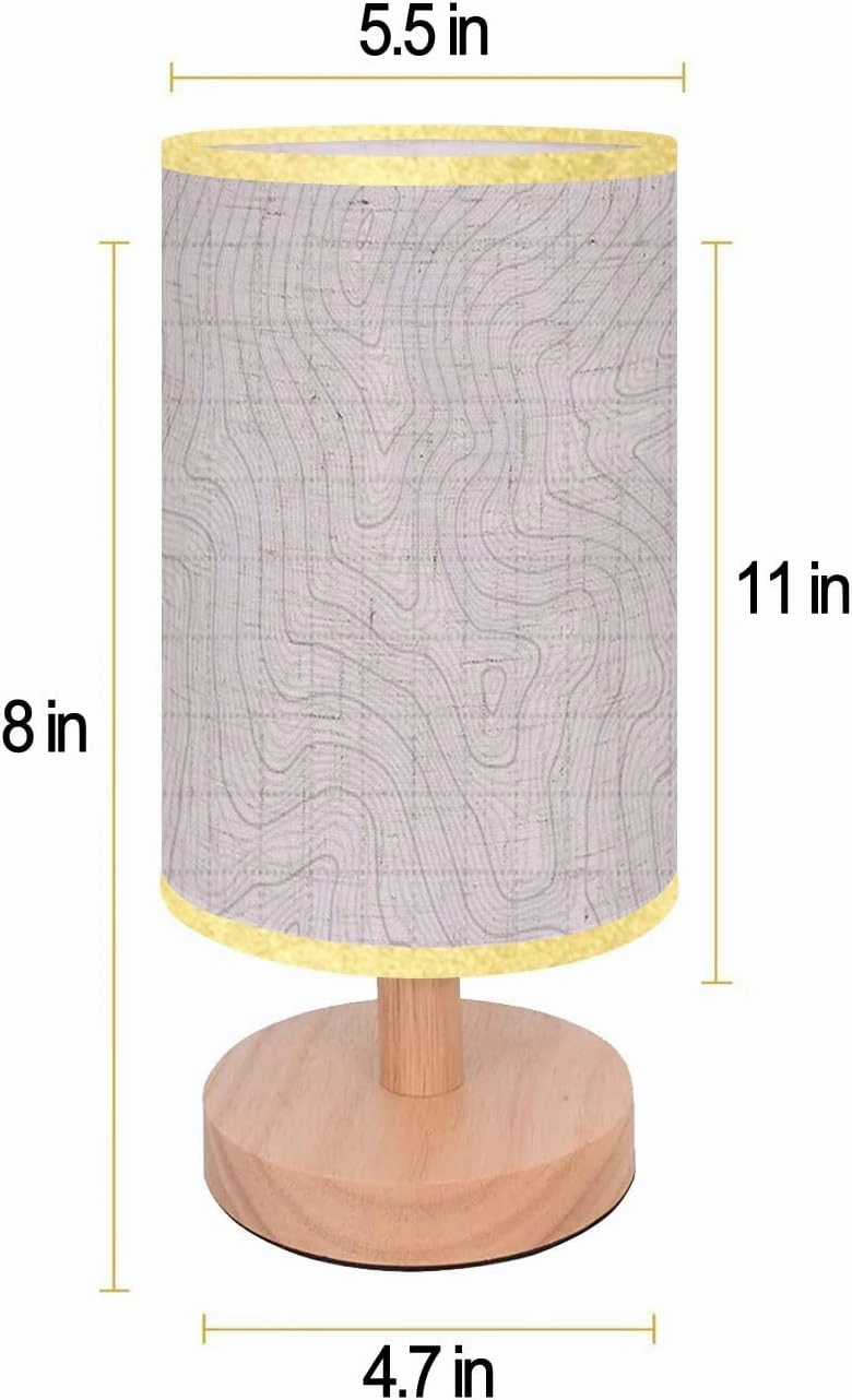 Bedside Desk Lamps, Minimalist White Black Topographic Contour Map Graphic Abstract Nightstand Lamps, Small Table Lamp for Nursery Girls Kids Bedroom Classroom Living Room Dorm Decor