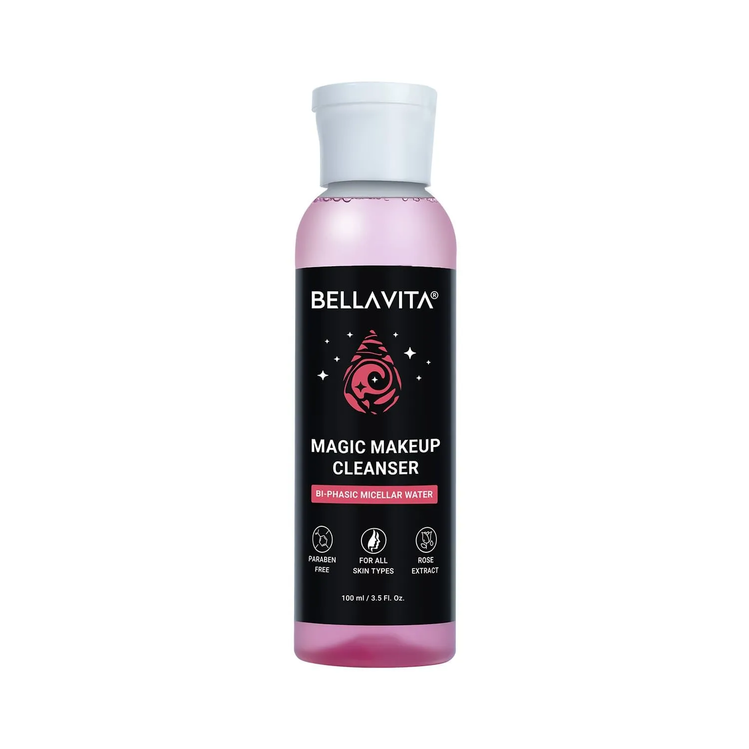 BE.LLAVITA Micellar Water Makeup Remover | Enriched with Rose Extract | Removes Waterproof Makeup | Dual Action Cleansing | Suitable for Eyes & Lips | 100 ML