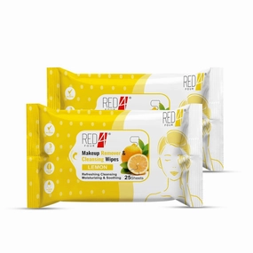 BEMT Makeup Remover & Cleansing Wipes | Paraben-Free | 25 Sheets for Refreshing, Cleansing Moisturizing & Soothing Skin (Pack of 2, Lemon)