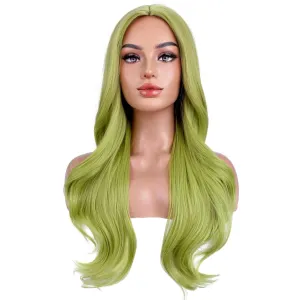 BERON Green Wigs Long Wavy Wig for Women Natural Curly Light Colored Heat Resistant Synthetic Hair Wigs for Cosplay Party Daily or Use