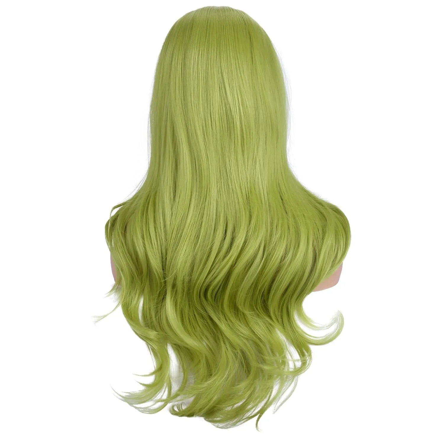 BERON Green Wigs Long Wavy Wig for Women Natural Curly Light Colored Heat Resistant Synthetic Hair Wigs for Cosplay Party Daily or Use