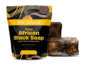 Best Organic African Black Soap, 1 lb, For Acne, Eczema, Dark spots, Rashes & Blemish from Ghana, Africa. Face and body deep cleanse wash. For skin conditions (1 lb)