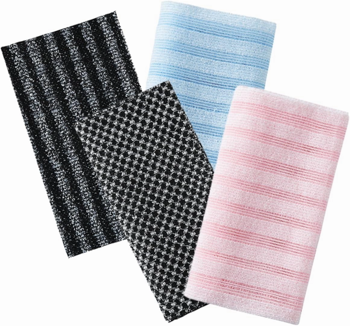 BESTYASH 4pcs Soft Exfoliating Back Scrubber for Gentle Body Washing and Deep Cleansing for Family Use Convenient Shower Towel for Men and Women for Home and Travel