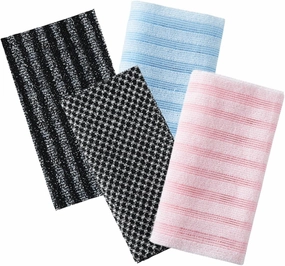 BESTYASH 4pcs Soft Exfoliating Back Scrubber for Gentle Body Washing and Deep Cleansing for Family Use Convenient Shower Towel for Men and Women for Home and Travel