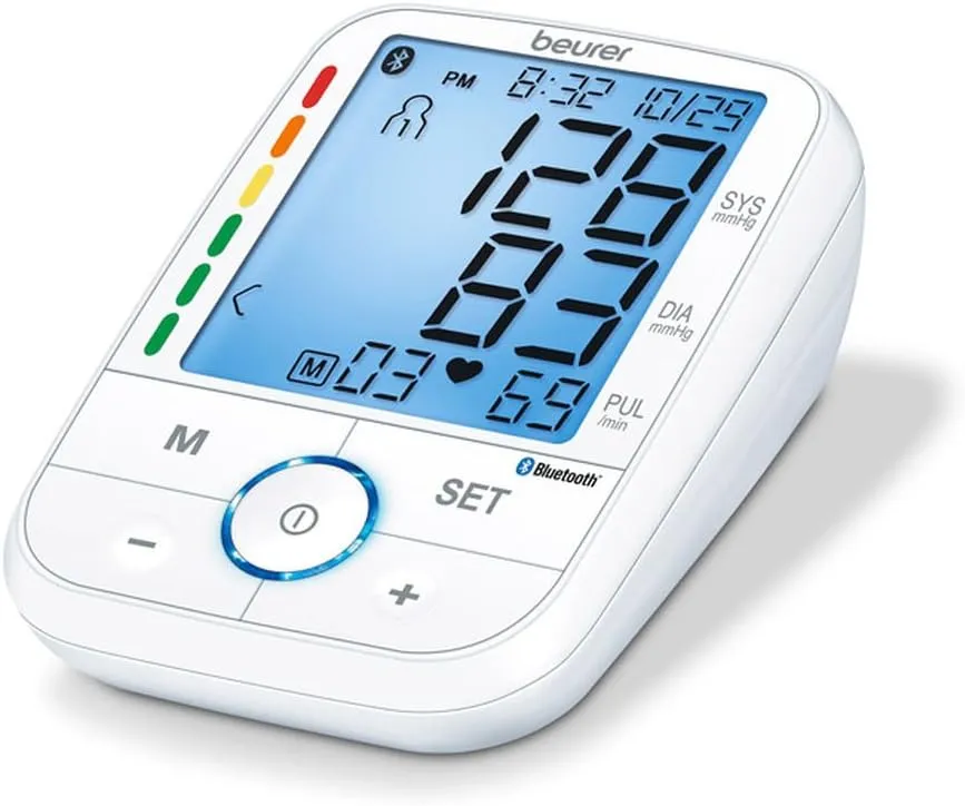 Beurer BM67 Upper Arm Blood Pressure Monitor, Large Cuff, Automatic & Digital, XL LCD Display, Bluetooth with App, Home Use BP Machine Kit | Patented Technology, White