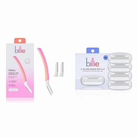 Billie Dermaplane Starter Kit - Reusable Handle   3 Refill Blades - Remove Facial Hair, Shape Brows -   4 Billie Women's Razor Refill Blades