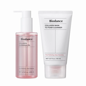BIODANCE Collagen Cleansing Duo – 2-in-1 Pore Mask to Foam Cleanser & Gentle Cleansing Oil, Hydrating Facial Wash and Makeup Remover for Sensitive Skin, Oily Skin, 5.07   6.76 fl. oz.
