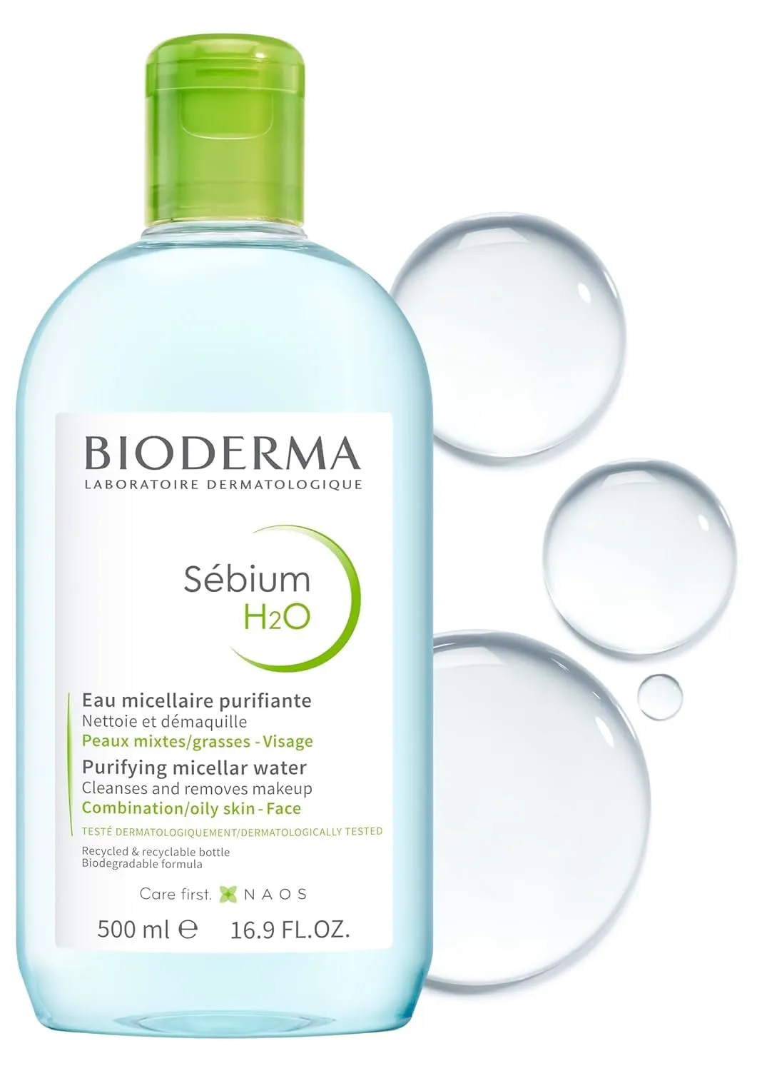 Bioderma - Sébium H2O - Micellar Water - Facial Cleanser and Makeup Remover - Face Cleanser for Combination to Oily Skin