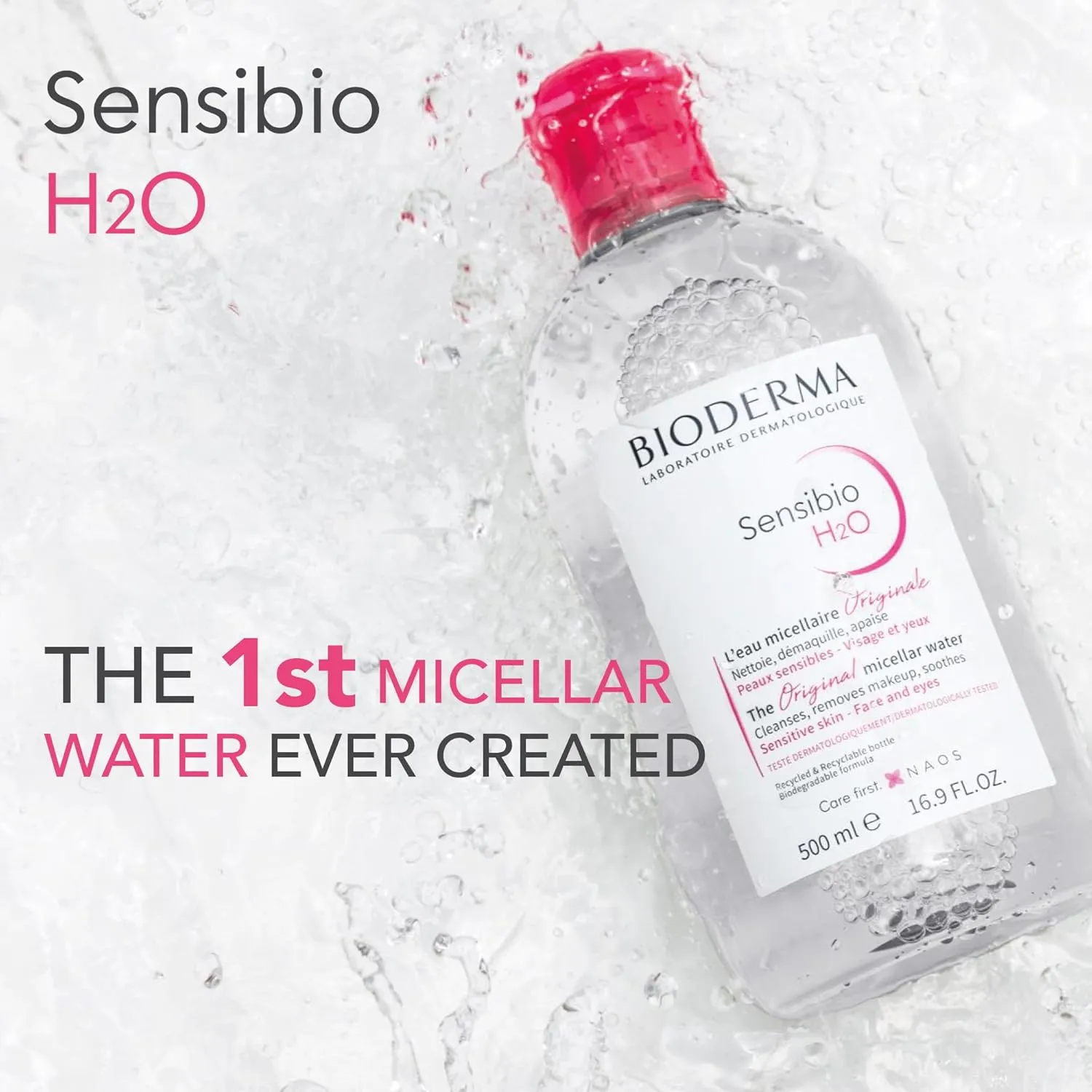 Bioderma - Sensibio - H2O Micellar Water - Makeup Remover Cleanser - Face Cleanser for Sensitive Skin