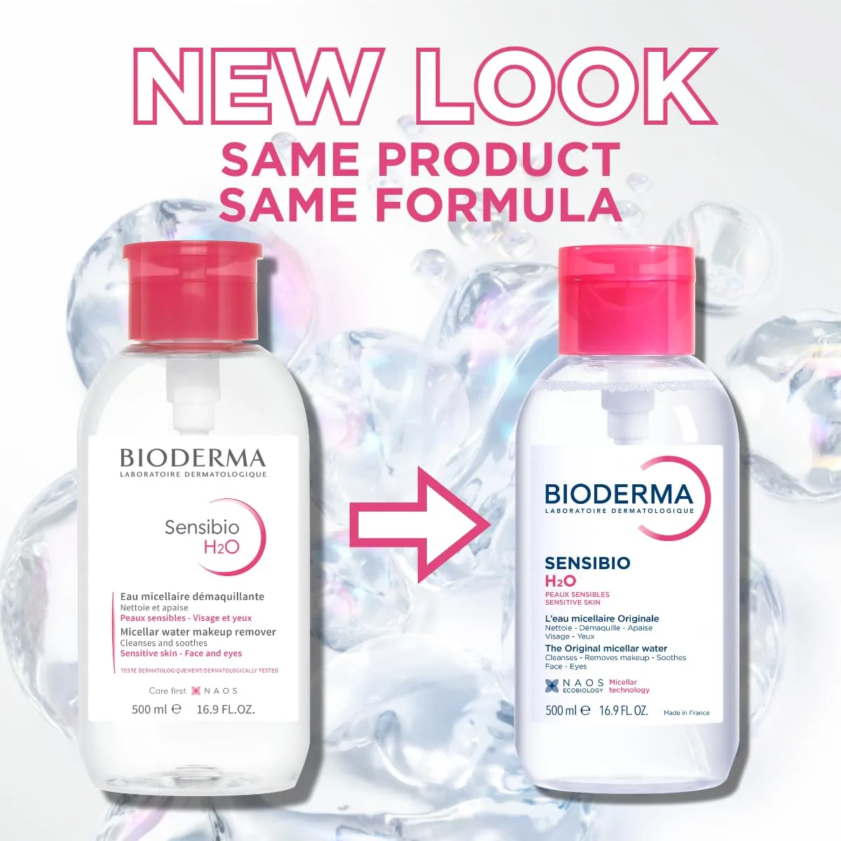 Bioderma - Sensibio - H2O Micellar Water - Makeup Remover Cleanser - Face Cleanser for Sensitive Skin