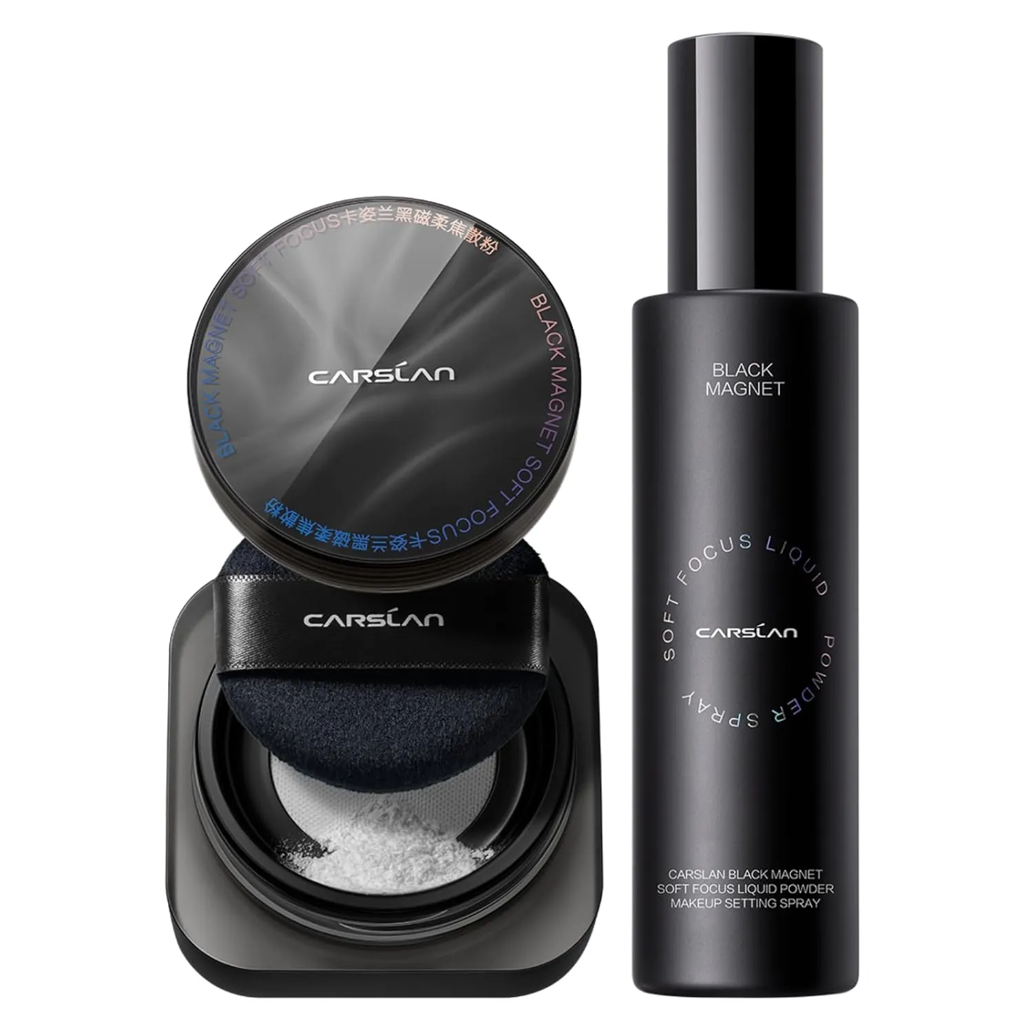 Black Magnet Soft Focus Make-up Powder Liquid Powder Makeup Setting Spray, 24HLongglasting, Oil Control, Waterproof, Summer Spray & Set Combo