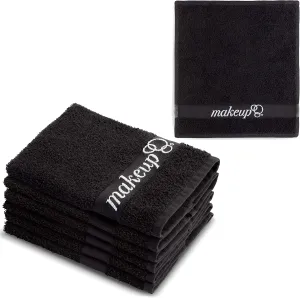 Black Makeup Remover Cloth Towels – Set of 6 Facial Makeup Eraser Towels 13" x 13" – Made in Turkey – Ultra Soft 100% Cotton – Chic Black Color – Beautiful Design – Gentle & Safe on Skin