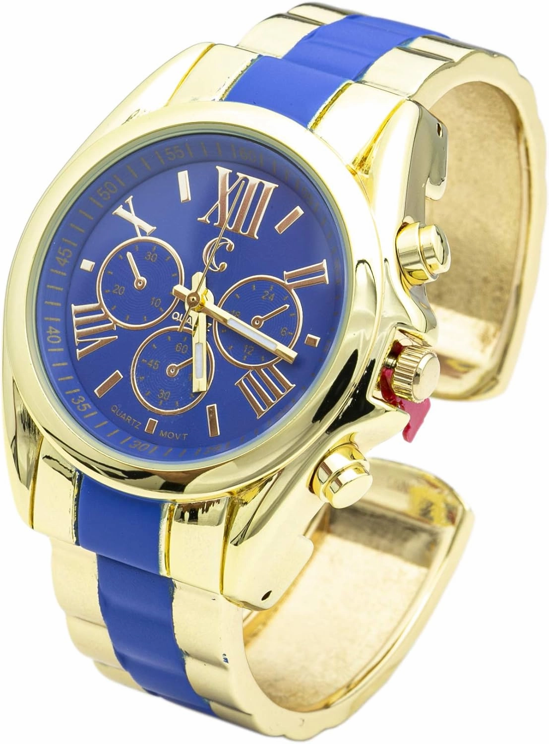 Blekon Collections Womens Analog Quartz 36mm Case Colored Stripe Bangle Watch