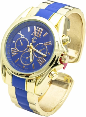 Blekon Collections Womens Analog Quartz 36mm Case Colored Stripe Bangle Watch