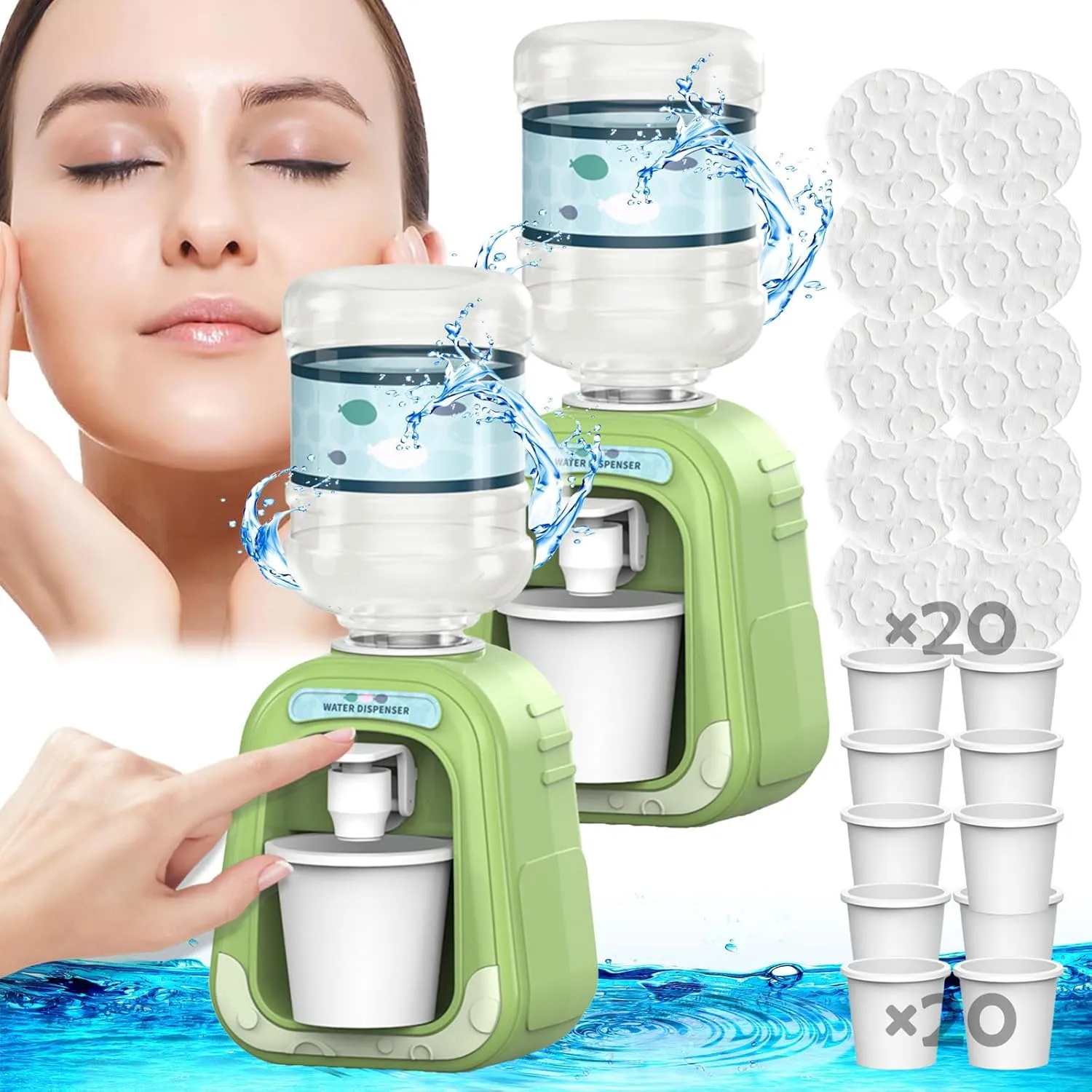 Bleumy Mini Micellar Water Dispenser, Makeup Remover, Fun Kitchen Toys, Green