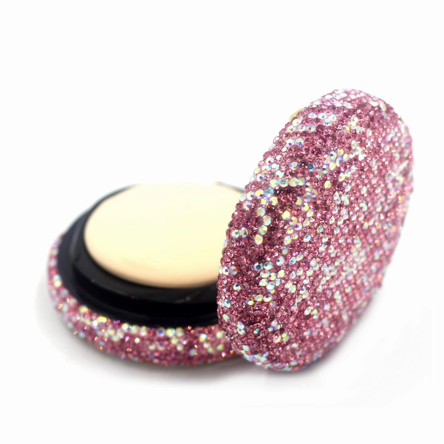Bling 15g 0.5oz Capacity Powder Container with Puff Portable Reusable DIY Empty Makeup Powder Case Container Air Cushion Powder Puff case(Pink)