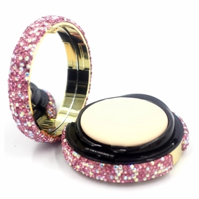 Bling 15g 0.5oz Capacity Powder Container with Puff Portable Reusable DIY Empty Makeup Powder Case Container Air Cushion Powder Puff case(Pink)