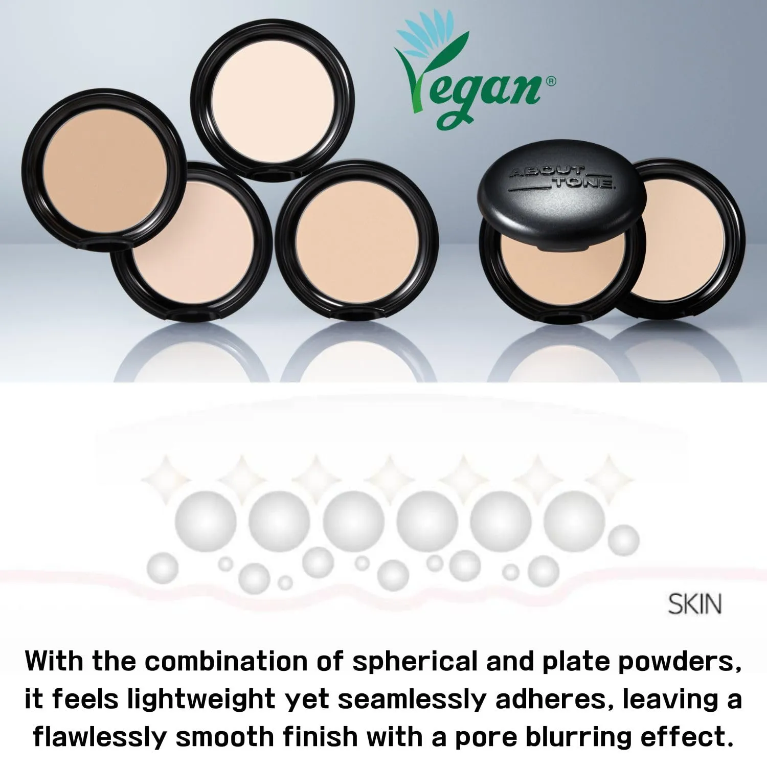 Blur Powder Pact 0.32oz - Pressed Powder Compact with Mirror and Puff Makeup Setting Finishing Blurring Natural Translucent Lightweight Face Sebum Oil Control Vegan Formula (02 LIGHT)