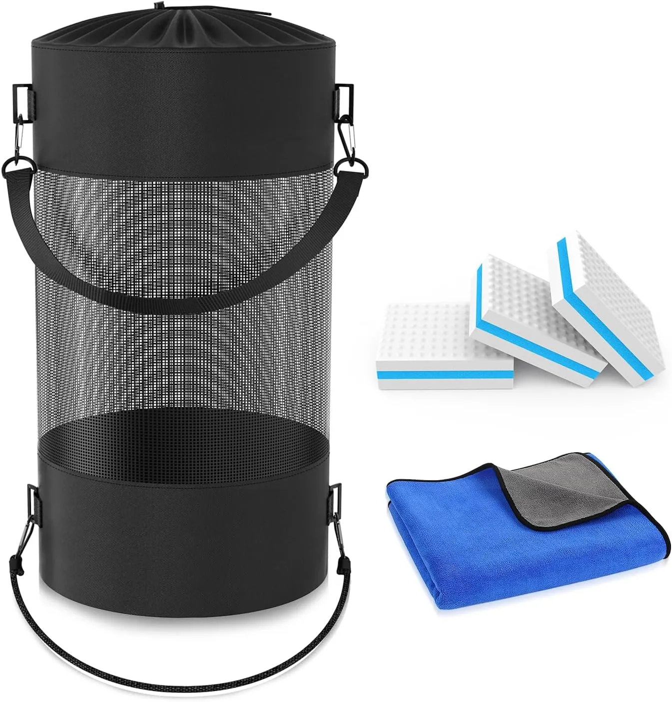Boat Accessories for Men, 14-Gallon Reusable Boat Trash Bag with 3 Boat Scuff Erasers & Quick-Dry Towel, Boating Gift Box for Boat Owner, Fishermen