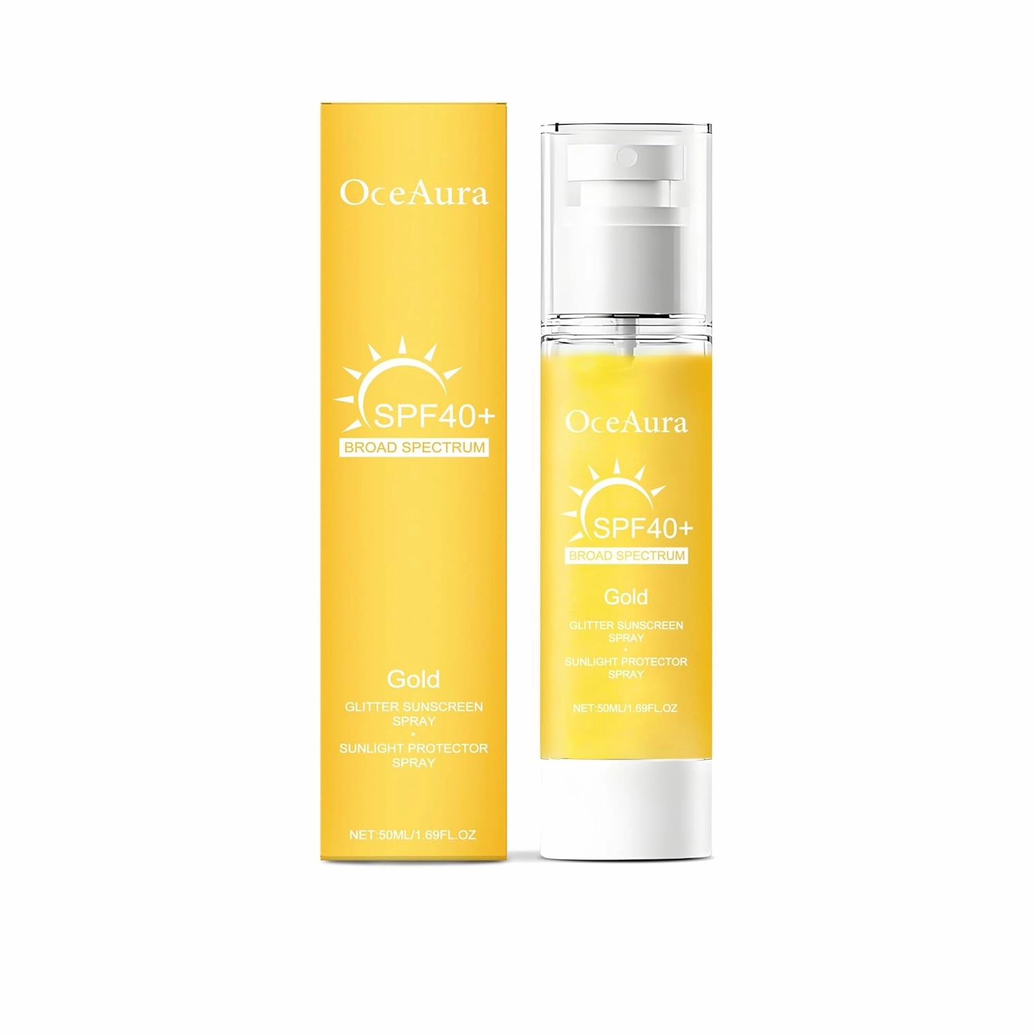 Body Shimmer Sunscreen Spray with Avocado & Hibiscus Oils，SPF 40＋Broad Spectrum，Hydrating Face Sunscreen Spray with Radiant Glow, Lightweight Non-Greasy Water-Resistant Protection, 1.69 fl Oz (2)