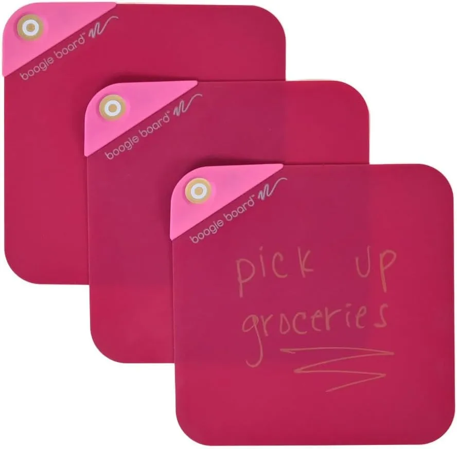 Boogie Board VersaNotes Expansion Pack, Ruby Pink - Reusable Dry-Erase Sticky Note Alternative 3-Pack for Home and Office, 4x4 Writing Surface with Instant Erase (VersaPen Stylus Not Included)