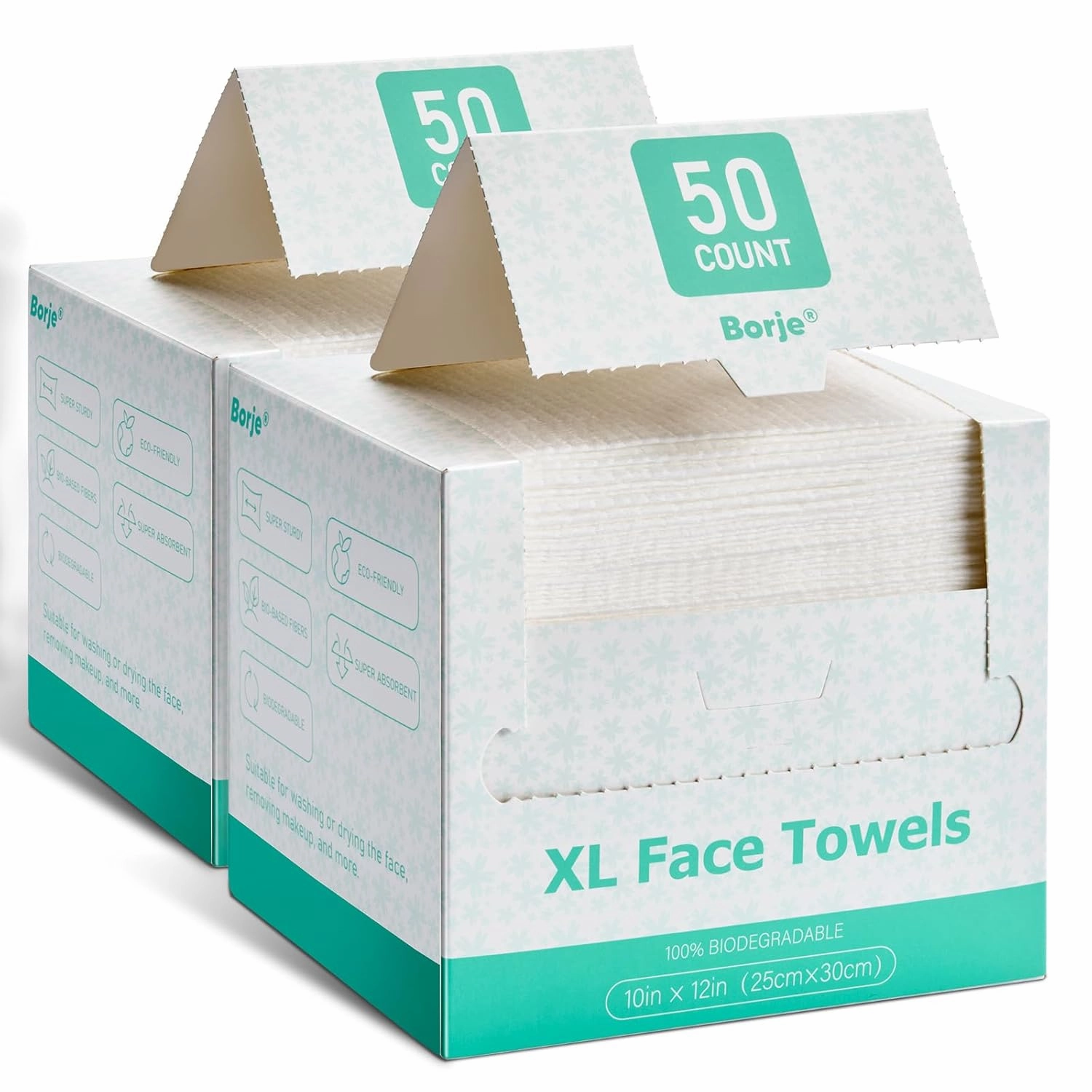 Borje Face Towels Disposable, Makeup Remover Wipes for Women, Viscose Fiber XL Facial Wipe for Washing or Drying the Face, 100 Count Disposable Hand Towel for Travel