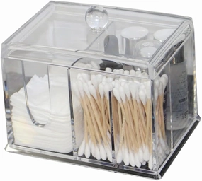 Box Transparent Cotton Pads Organizer Small Cosmetics Storage Box for Swabs and Makeup Remover Pads Dust Design for Daily Essentials Storage White Cosmetic Container