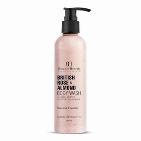 British Rose & Almond Body Wash with Shea Butter | Moisturizing Body Wash Shower Gel for Softer, Smoother Skin | Sulfate & Paraben Free | for Women & Men | 245ml