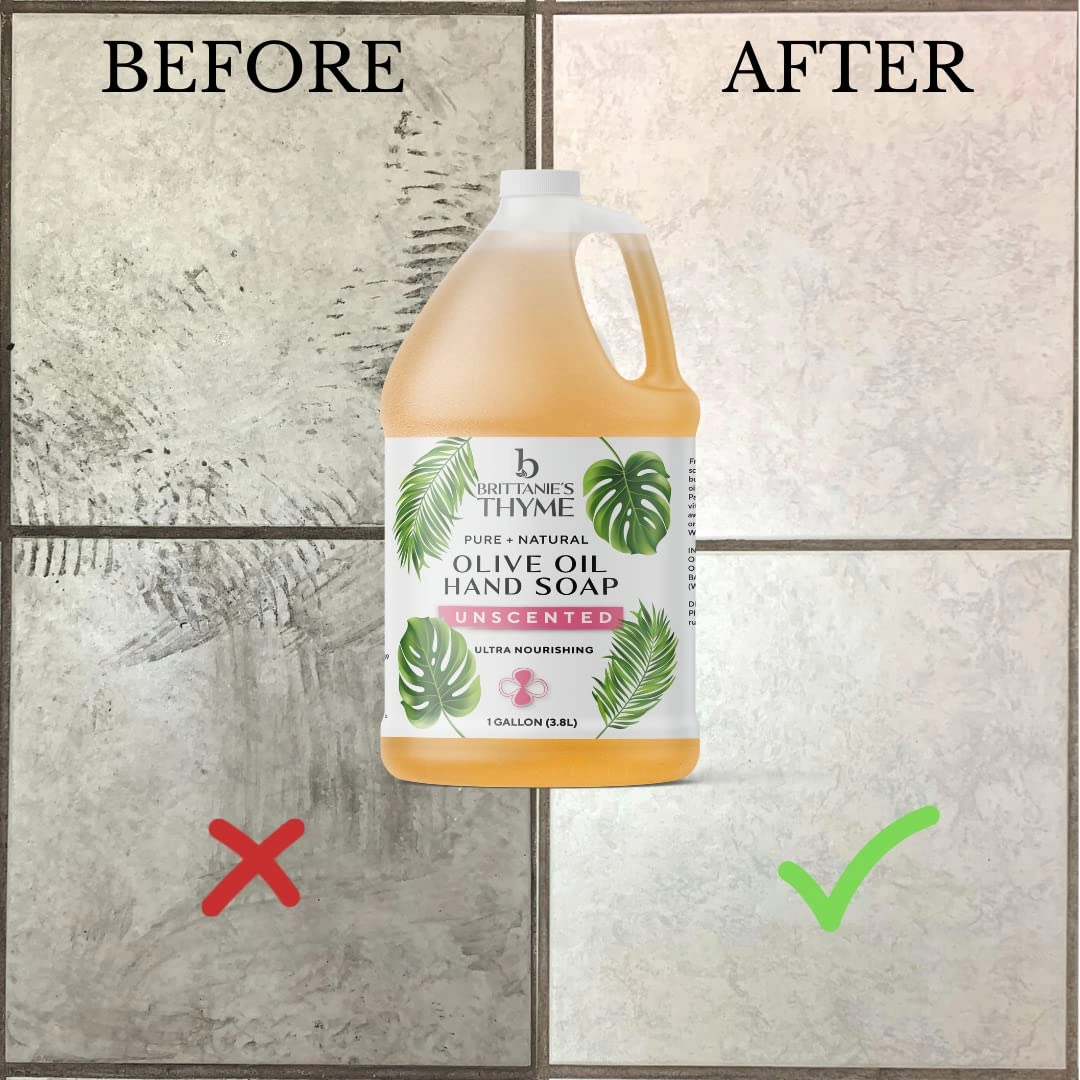 Brittanie's Pure Organic Castile Liquid Olive Oil Soap Refill, Unscented, 1 Gallon | Face, Body Wash, Dishes, Pets & Laundry | Vegan & Gluten Free Non-GMO