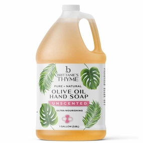 Brittanie's Pure Organic Castile Liquid Olive Oil Soap Refill, Unscented, 1 Gallon | Face, Body Wash, Dishes, Pets & Laundry | Vegan & Gluten Free Non-GMO