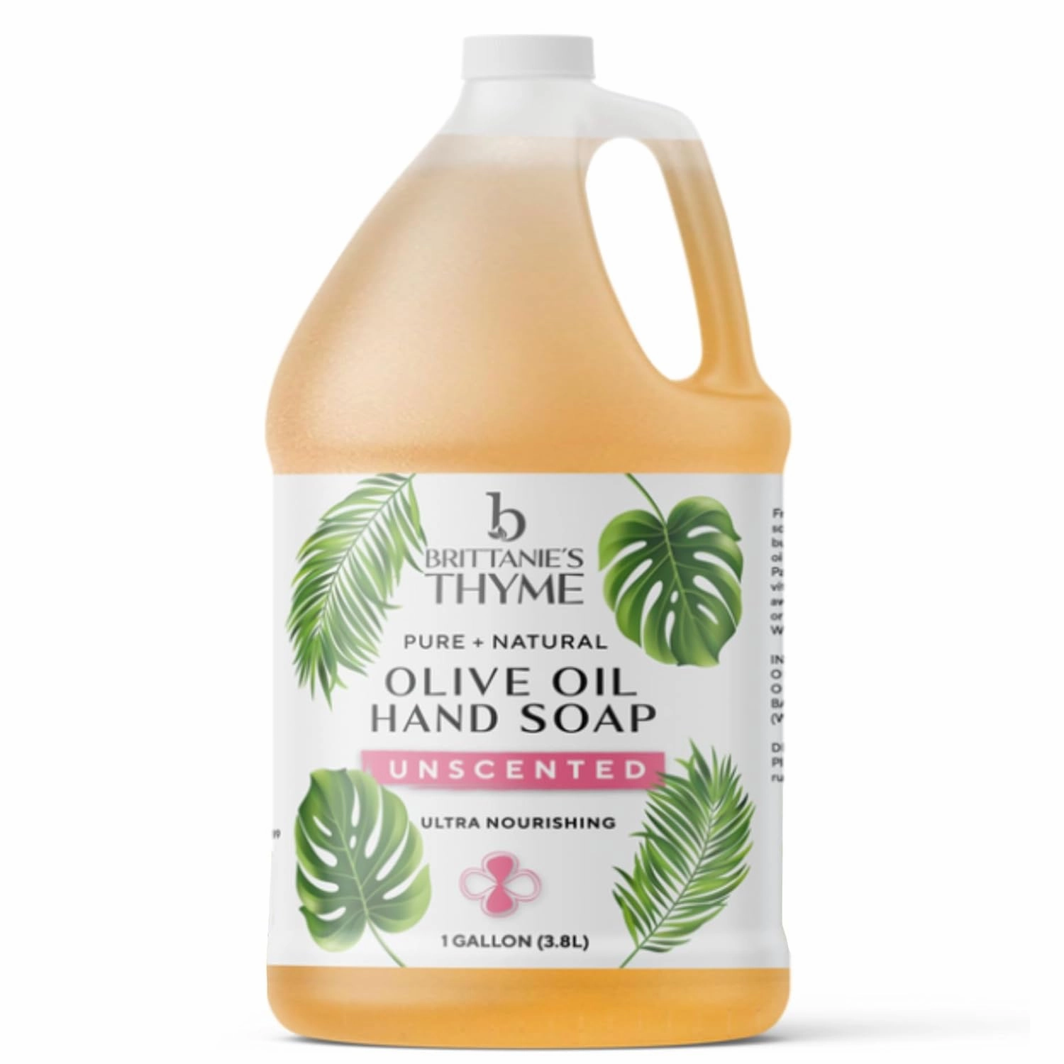 Brittanie's Pure Organic Castile Liquid Olive Oil Soap Refill, Unscented, 1 Gallon | Face, Body Wash, Dishes, Pets & Laundry | Vegan & Gluten Free Non-GMO