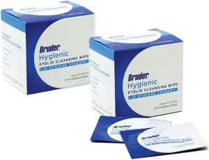 Bruder Hygienic Eyelid Cleansing Wipes (Pack of 2) | Rinse-free Exfoliating Wipes Remove Excess Oil and Debris from Eyelids & Lashes | 30 Count Box