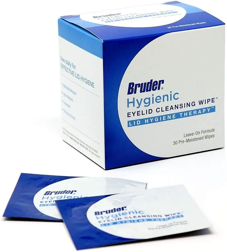 Bruder Hygienic Eyelid Cleansing Wipes (Pack of 2) | Rinse-free Exfoliating Wipes Remove Excess Oil and Debris from Eyelids & Lashes | 30 Count Box