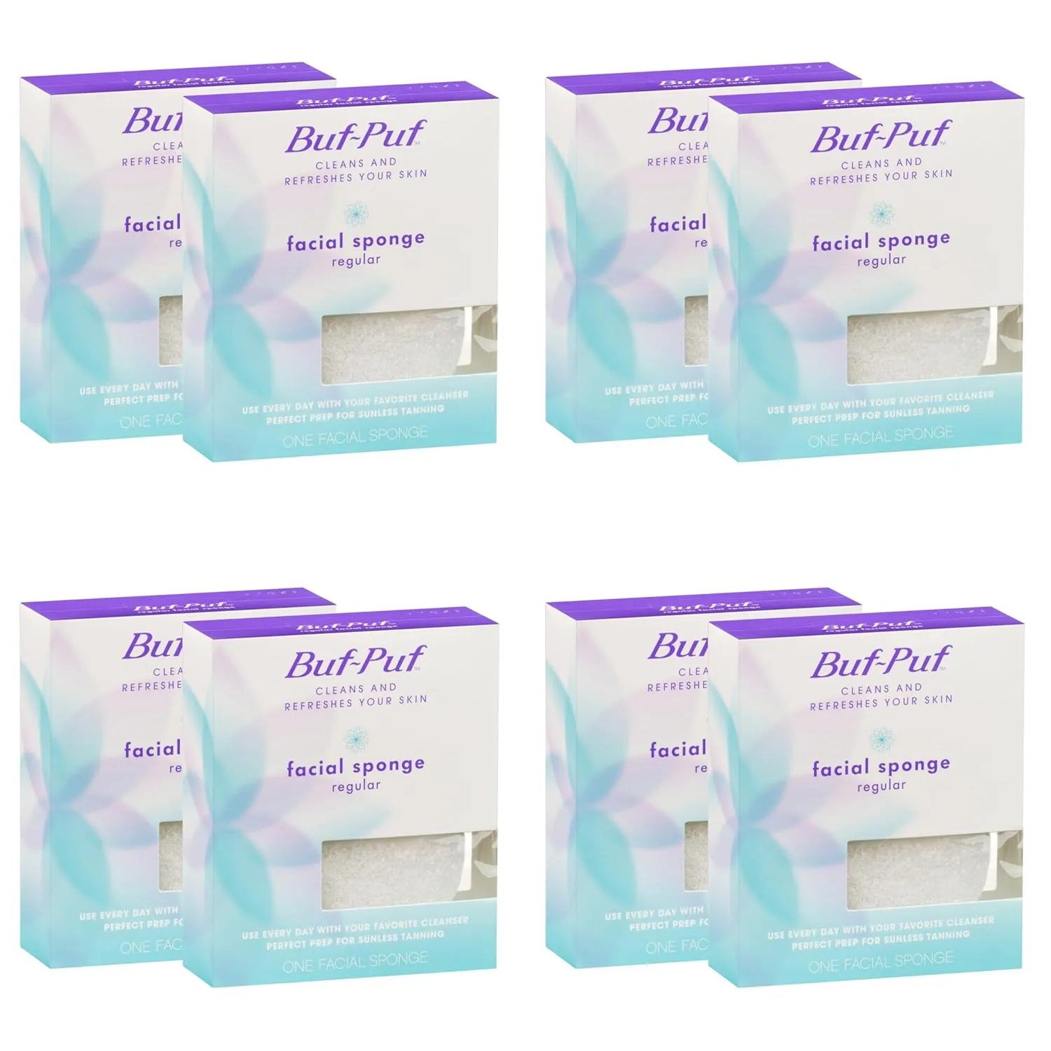 Buf-Puf Facial Sponge, Dermatologist Developed, Removes Deep Down Dirt & Makeup That Causes Breakouts and Blackheads, Reusable, Exfoliating, White, 8 Count