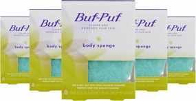 Buf-Puf Body Sponge, Bath Sponge, Dermatologist Developed, Cleanses Skin of Dirt, and Excess Oil, Reusable, Exfoliating, 5 Count