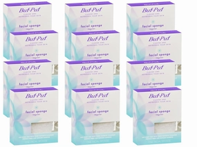 Buf-Puf Facial Sponge, Dermatologist Developed, Removes Deep Down Dirt & Makeup That Causes Breakouts and Blackheads, Reusable, Exfoliating, White, 12 Count