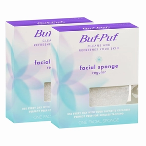 Buf-Puf Facial Sponge, Dermatologist Developed, Removes Deep Down Dirt & Makeup That Causes Breakouts and Blackheads, Reusable, Exfoliating, White, 2 Count