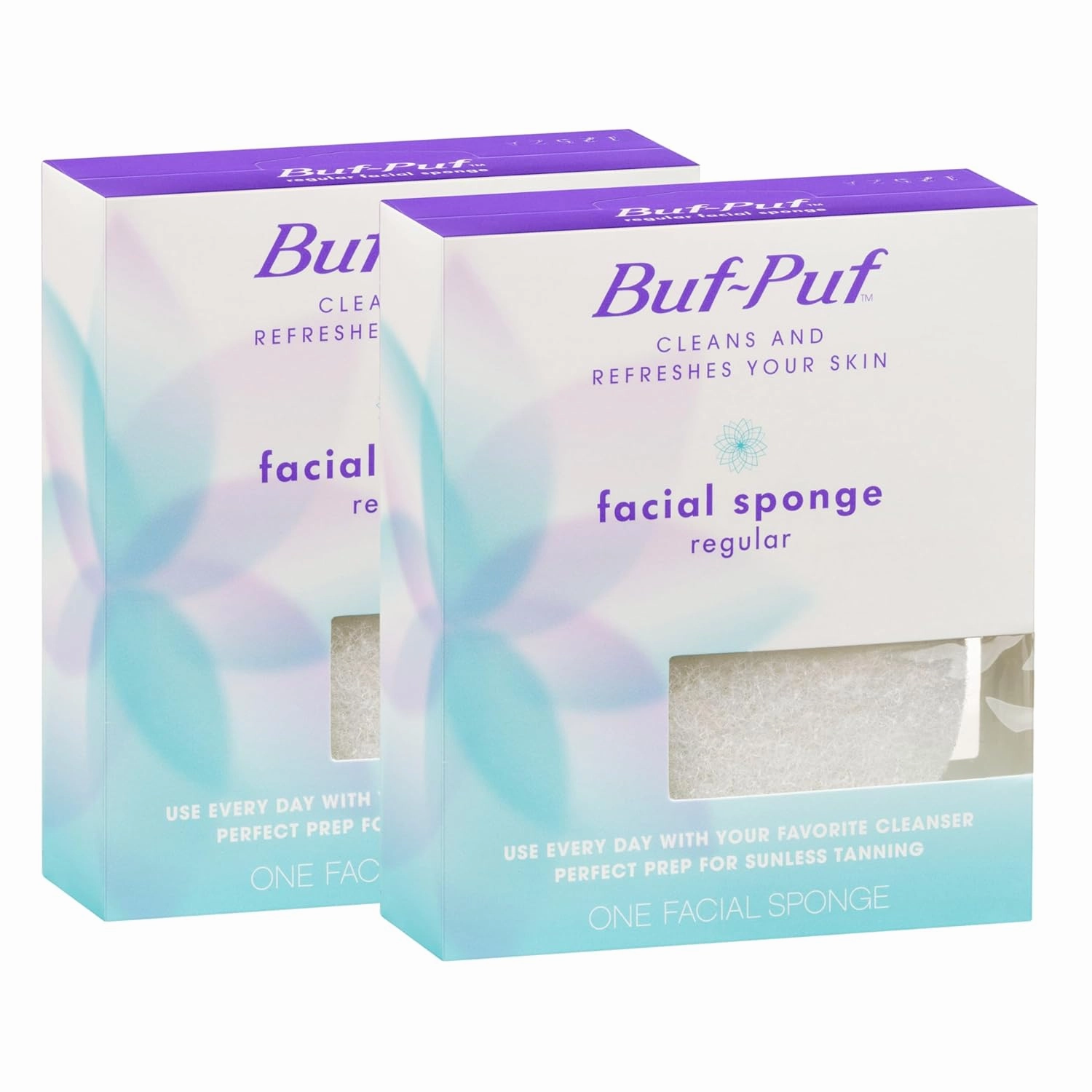 Buf-Puf Facial Sponge, Dermatologist Developed, Removes Deep Down Dirt & Makeup That Causes Breakouts and Blackheads, Reusable, Exfoliating, White, 2 Count