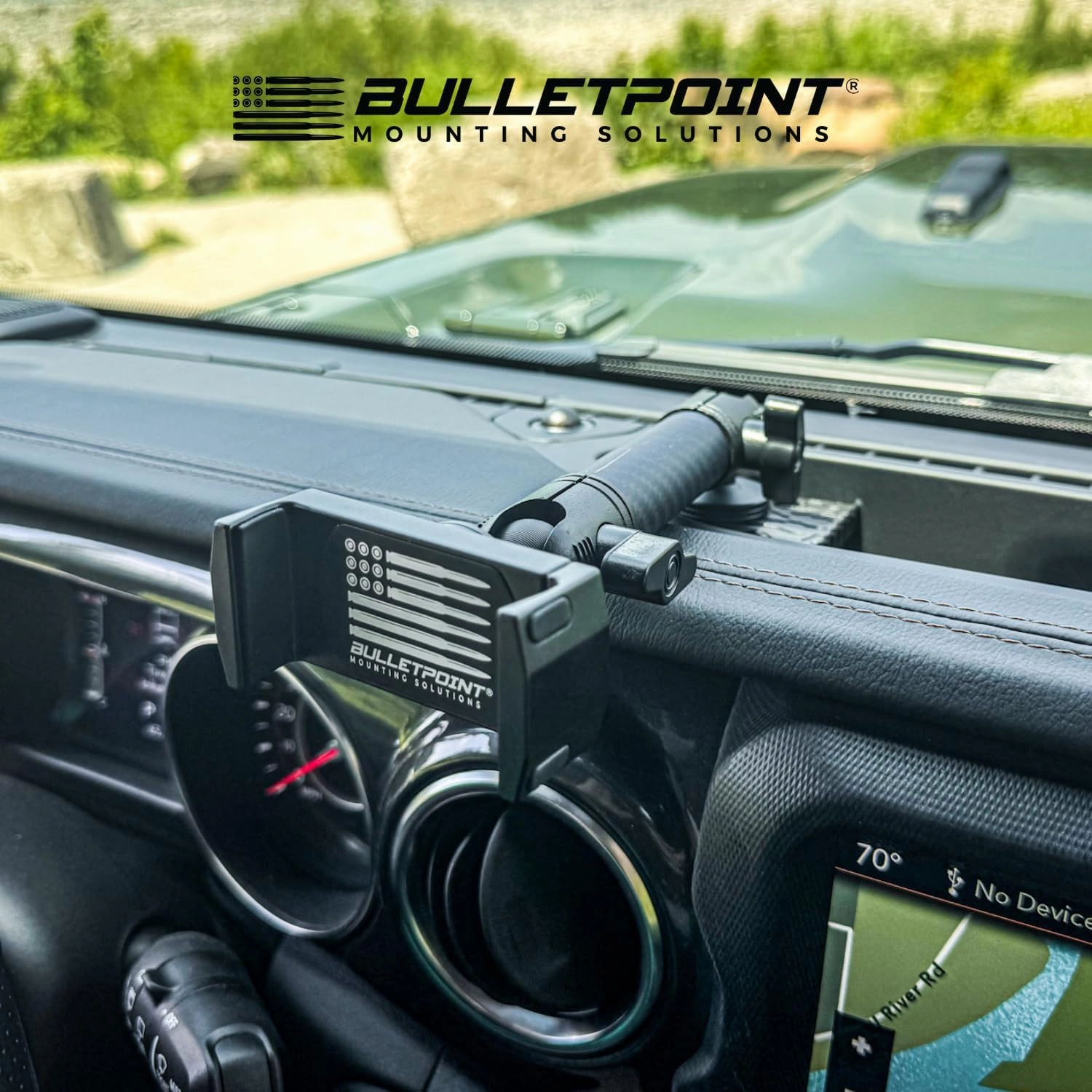 Bulletpoint Dash Mount Cell Phone Holder Compatible with 2018-2023 Jeep Wrangler JL (NOT 4xe) & 2020-2023 Jeep Gladiator Single Ball Mount Compatible with iPhone Android Smartphone (Driver Side)