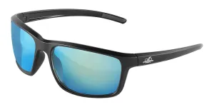 Bullhead Safety Crevalle Polarized Safety Glasses with Performance Fog Technology, Case and Cord Included, Blue Light Glasses with UV Light Protection, Ice Blue Mirror Lenses, Matte Black Frame