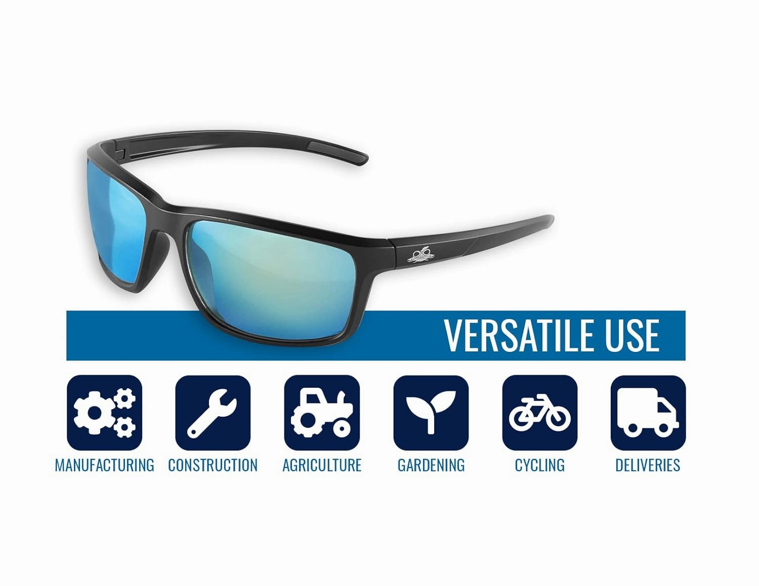 Bullhead Safety Pompano Polarized Safety Glasses, ANSI Z87 , Performance Fog Technology and Scratch Resistant Lenses, Polycarbonate Eyewear with UV Light Protection, Ice Blue Lenses, Matte Black Frame