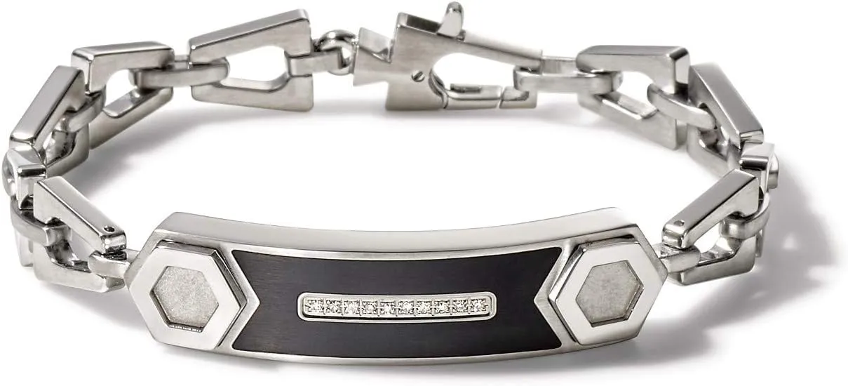 Bulova Mens Precisionist Stainless Steel Tuning Fork Chain Link ID Bracelet