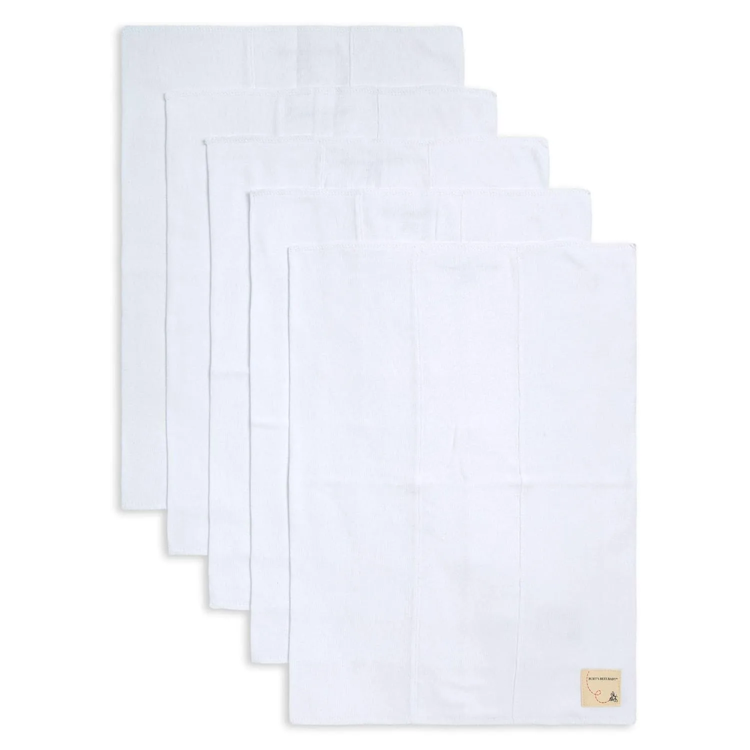 Burts Bees Baby Infant Burp Cloths, 100% Organic Cotton Extra Absorbent Soft Fabric Drool Cloths, 5-Pack Newborn Must-Have Essential Large Burping Cloths, One Size 17 x 11.75 Inches