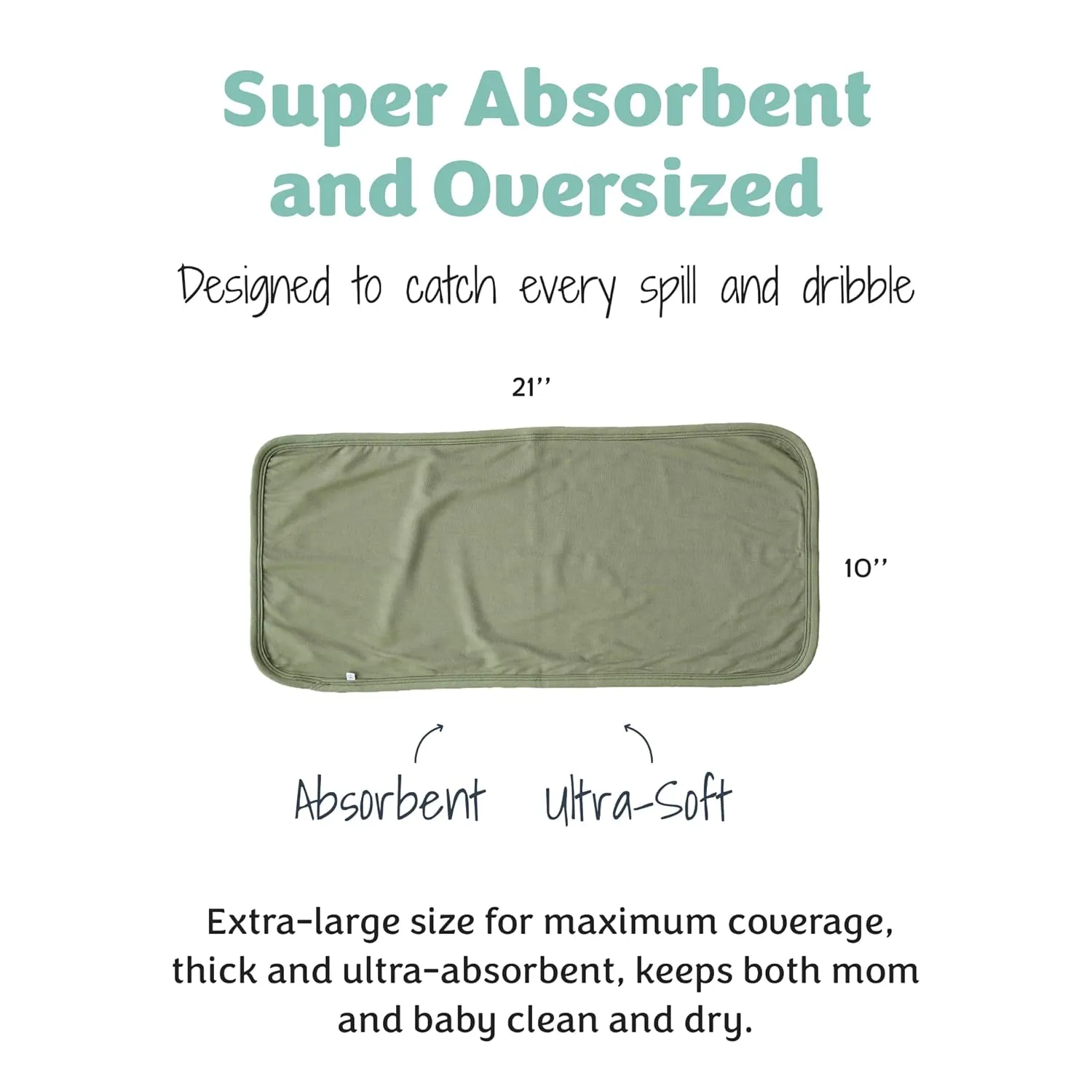 Caden Lane Premium Baby Burp Cloths, Ultra Soft & Absorbent, Gender Neutral for Newborn, Boy & Girl, Essentials for Feeding & Teething, Machine Washable, 3-Pack, Greens