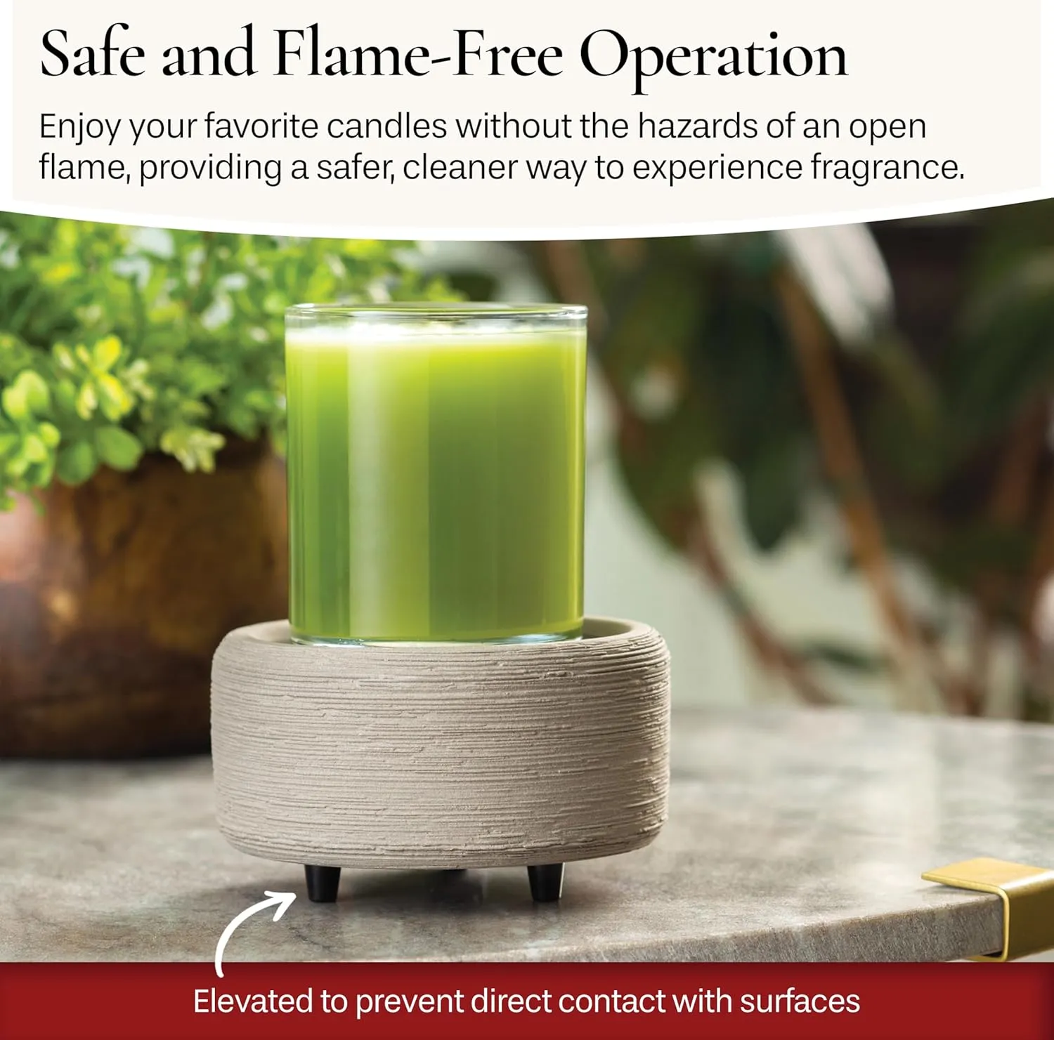 Candle Warmers ETC 2-in-1 Candle and Fragrance Warmer for Warming Scented Candles or Wax Melts and Tarts with to Freshen Room, Gray Texture