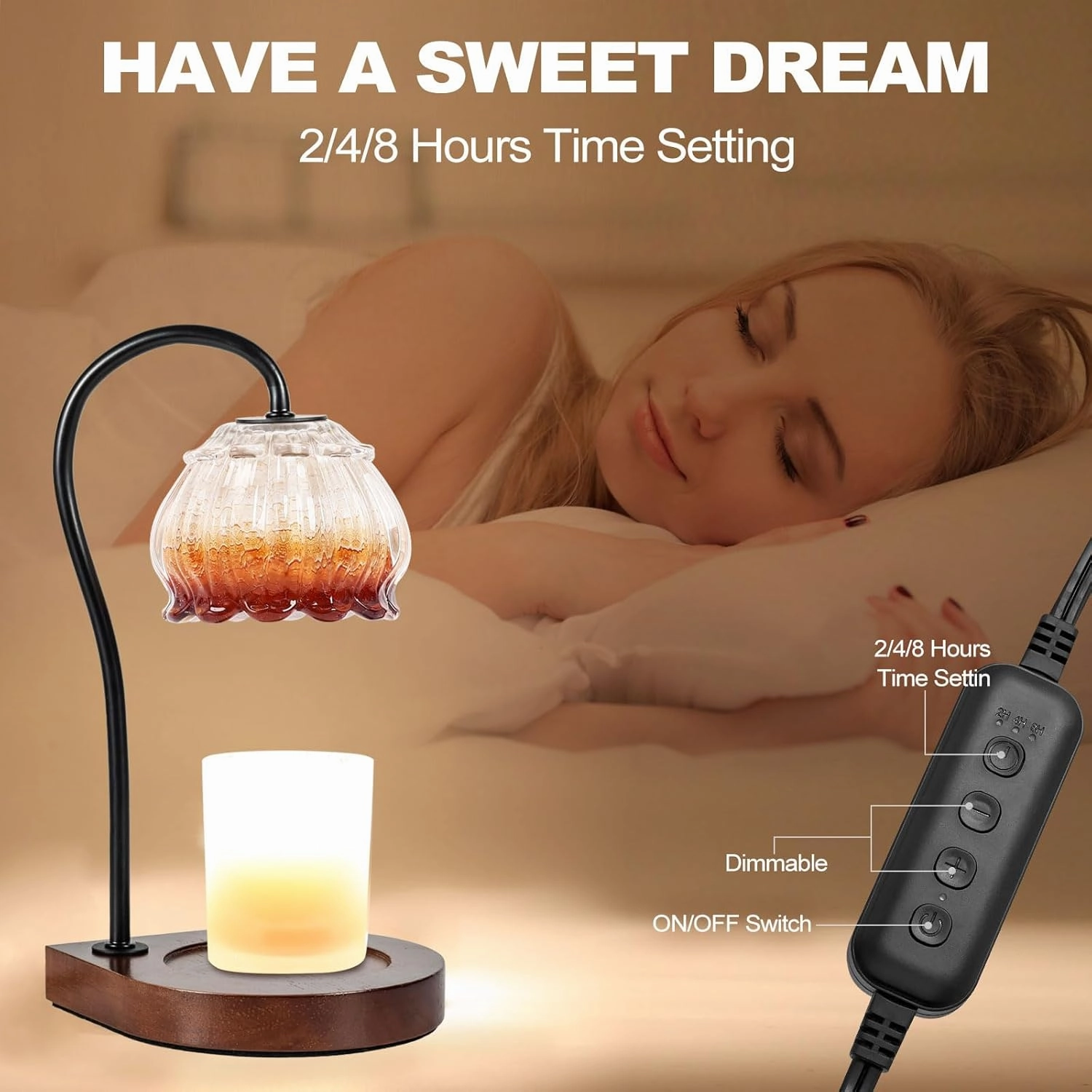Candle Warmer Lamp with Timer, Electric Dimmable Candle Warmer Melter, Small & Large Jar Fragrance Candle Holders for Home Decoration Gift for Women, Coffee