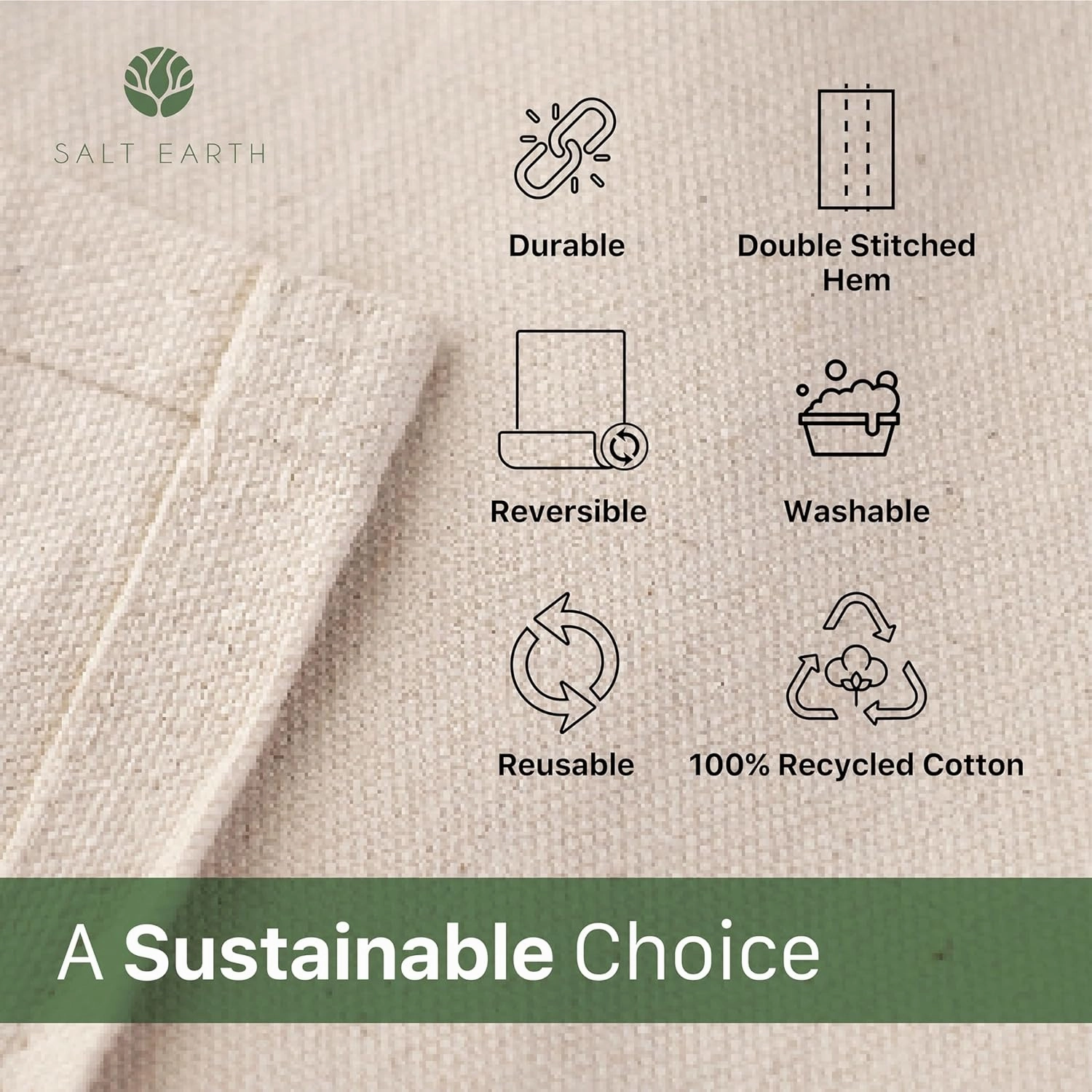 Canvas Drop Cloth Salt Earth Pack of 2 Reusable Cloth for Outdoor & Indoor, 100% Recycled Cotton Nature Friendly, All purpose Washable Cotton Canvas Cover for Painter Floor & Furniture Protection(5x5)